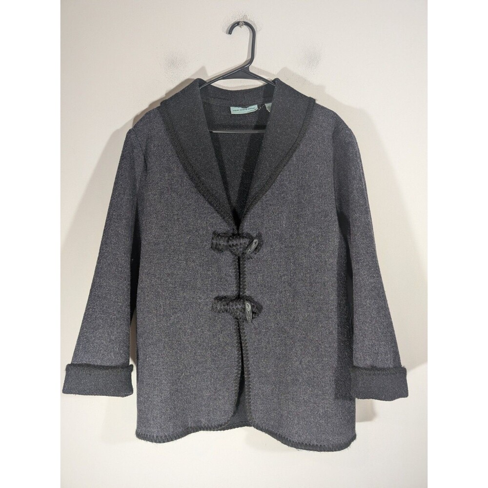 Marsh Landing Womens Heathered Gray Wool Sweater Jacket Sz S Petite Mature Indie